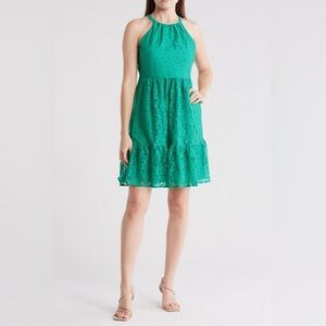 NWT Vince Camuto Halter Neck Sleeveless Lace Dress Color Kelly